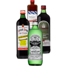 Gerard Brons ‘it pompeblêdsje fles à 700 ml,
‘t haachje, jonge jenever
of beerenburg fles à 1 liter
